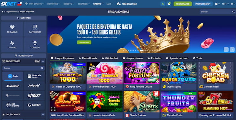 Página de inicio del 1XBet Casino