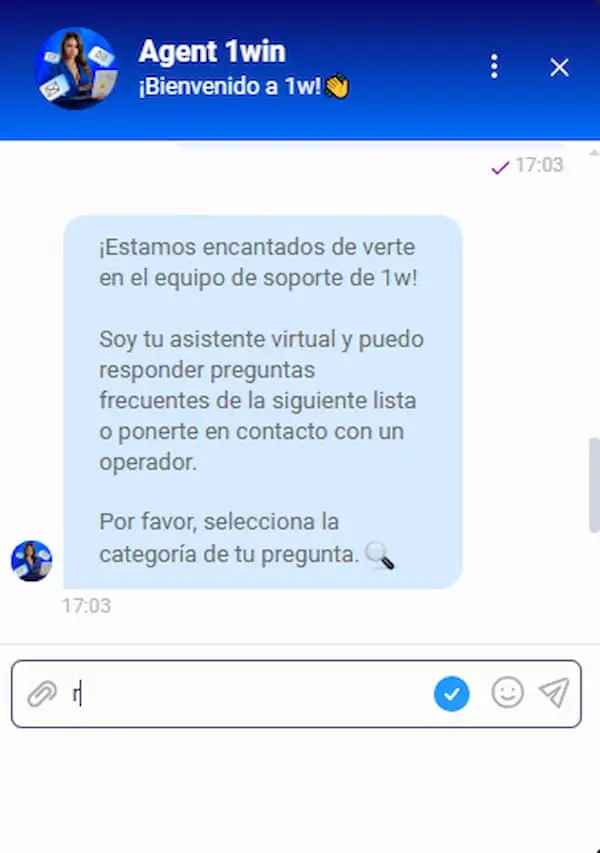 Atencion al cliente 1Win Chile