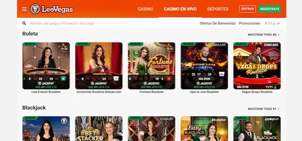 Casino en vivo - LeoVegas casino Chile