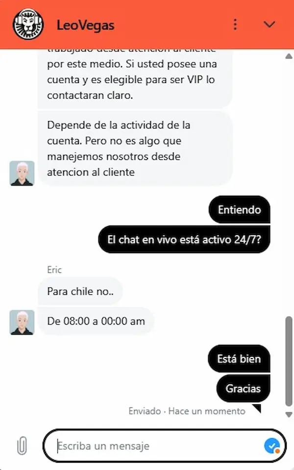 Chat en vivo - LeoVegas casino Chile
