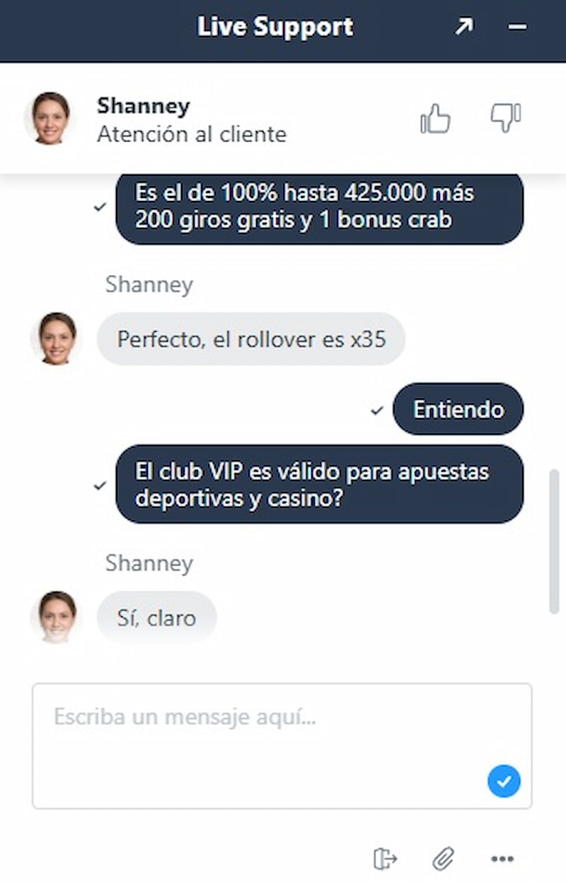 Chat en vivo - Rabona casino Chile