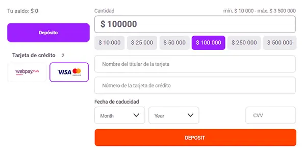 Depósito con Tarjeta Mastercard