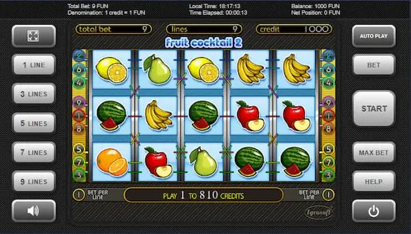 Interfaz de Fruit Cocktail 2