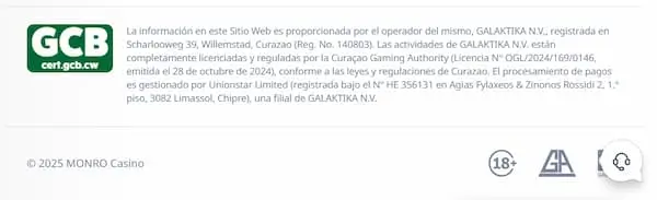 Juego Seguro en Monro Casino