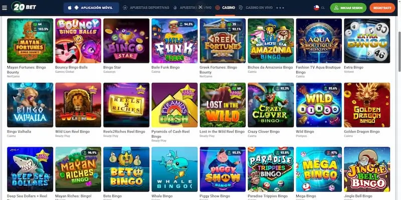 Juegos de Bingo en 20 Bet Chile