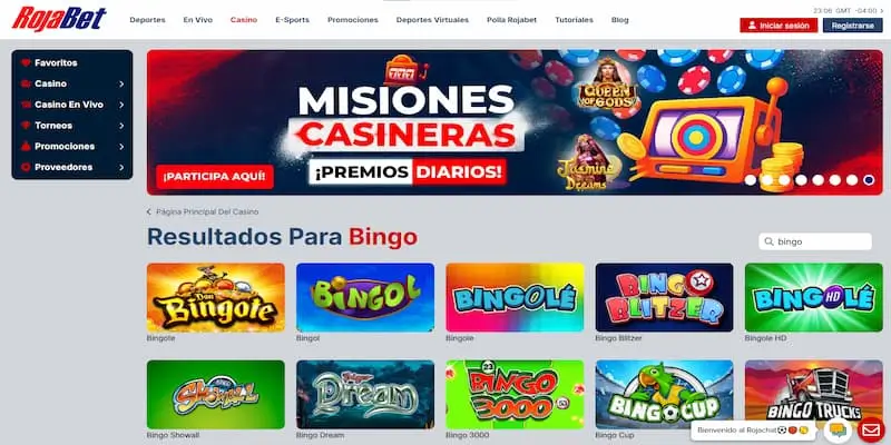 Juegos de Bingo en Roja Bet Chile