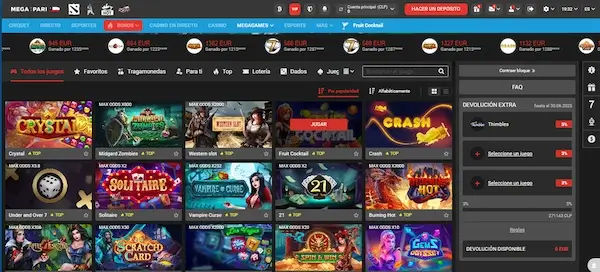 Juegos de Casino Mega games Megapari