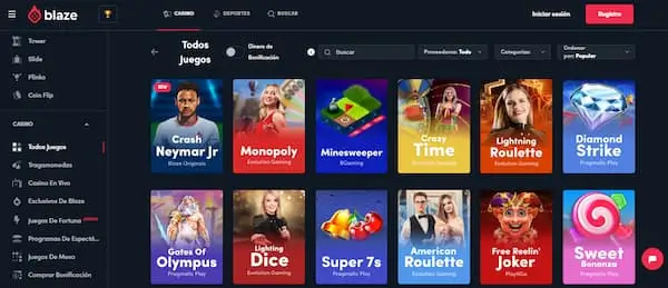 Juegos de Casino en Blaze Casino