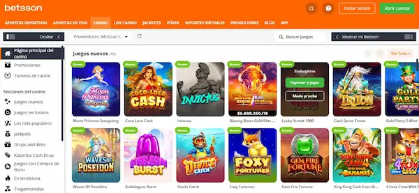 Juegos de casino en Betsson casino Chile