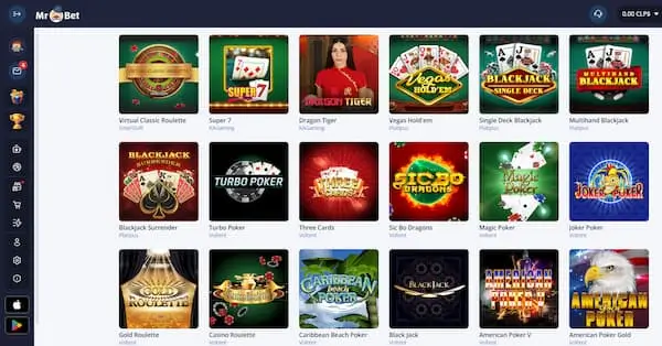 Juegos de mesa en Mr.Bet Casino Chile