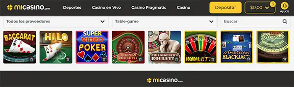 Juegos de Mesa en MiCasino