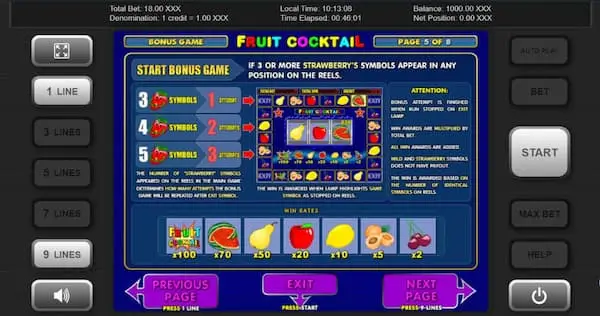 Minijuegos Especiales de Fruit Cocktail Tragamonedas