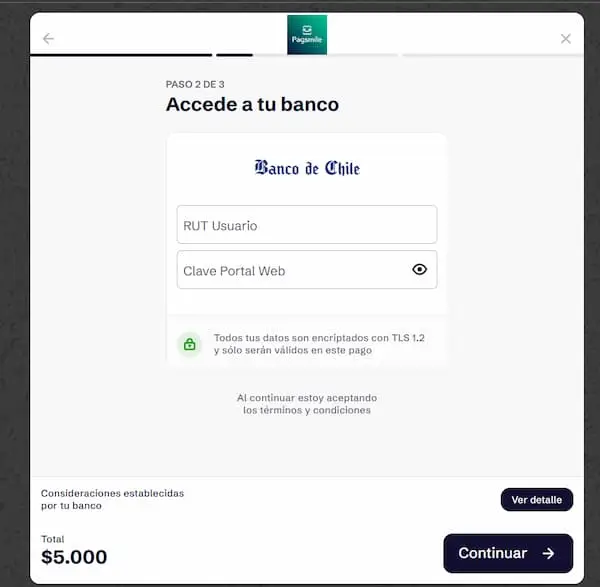 Opción para acceder a su banco
