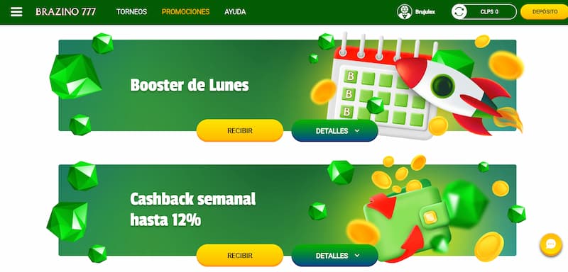 Otras promociones del casino Brazino777