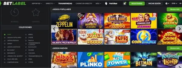 Página principal del casino Betlabel