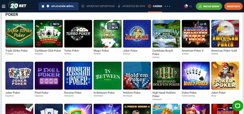 Mejores Casinos para Jugar Póker en Chile: 20Bet