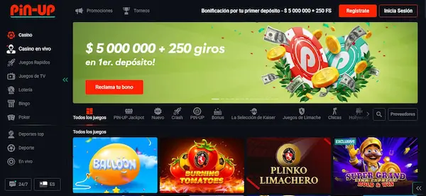 Página principal del casino Pin-up