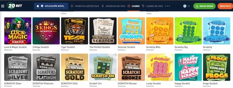 Mejores Casinos de Rasca y Gana Online en Chile: 20bet