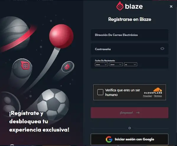 Registrarse en blaze