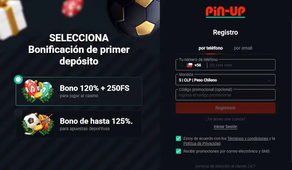 Registro en Pin-Up casino Chile