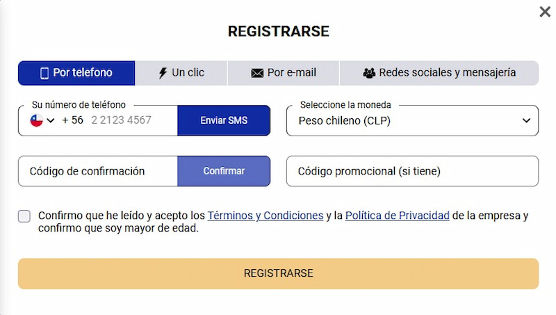 Registro - Sapphirebet casino Chile