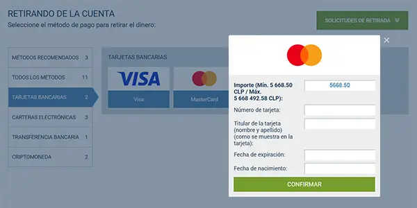 Retiro con Tarjeta Mastercard