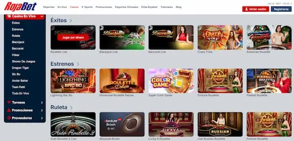 Rojabet Chile casino en vivo