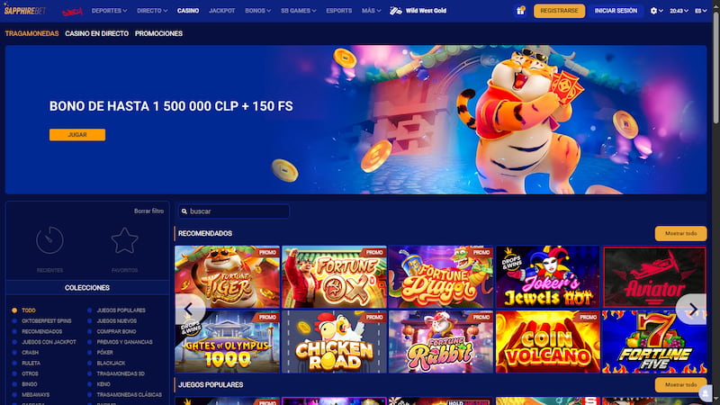 Página de inicio del Sapphirebet Casino