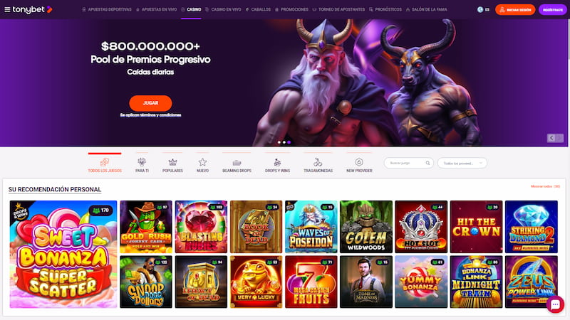 Página de inicio del Tonybet Casino