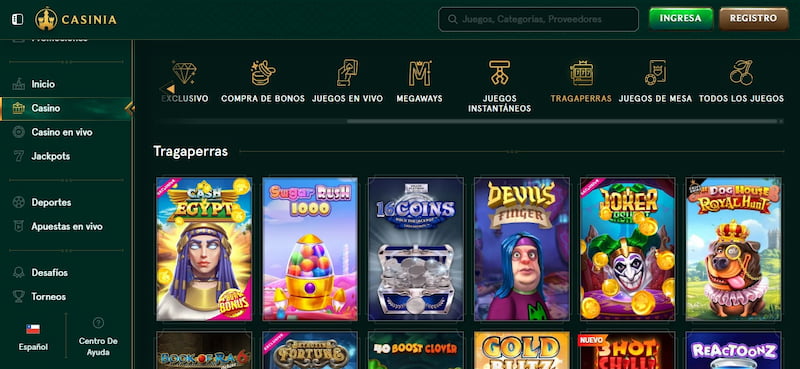 Juegos de casino en Casinia Chile: Tragamonedas
