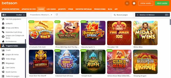 Tragamonedas en Betsson casino Chile