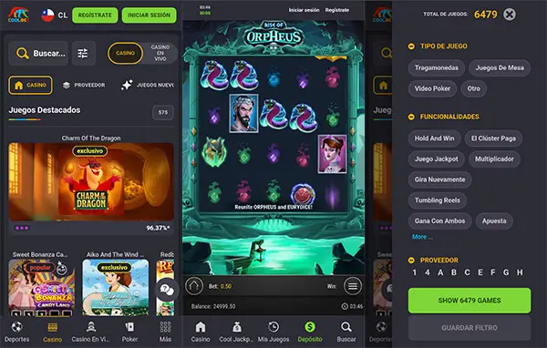 Versión móvil del casino Coolbet