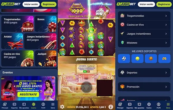 Versión móvil del casino Jugabet