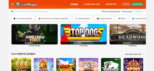 pagina principal de Leo vegas Casino